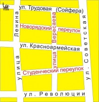 Карта - реконструкция кварталов, примыкавших к перекрестку Красноармейский - Советская